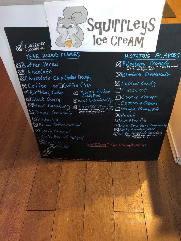 Squirrleys Ice Cream - Elkton, VA menu_pic