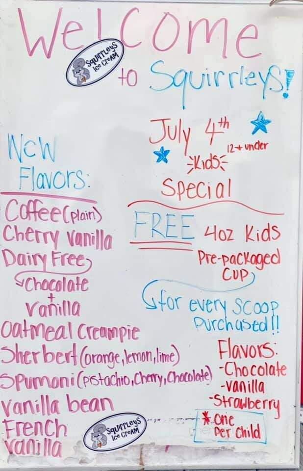 Squirrleys Ice Cream - Elkton, VA menu_pic