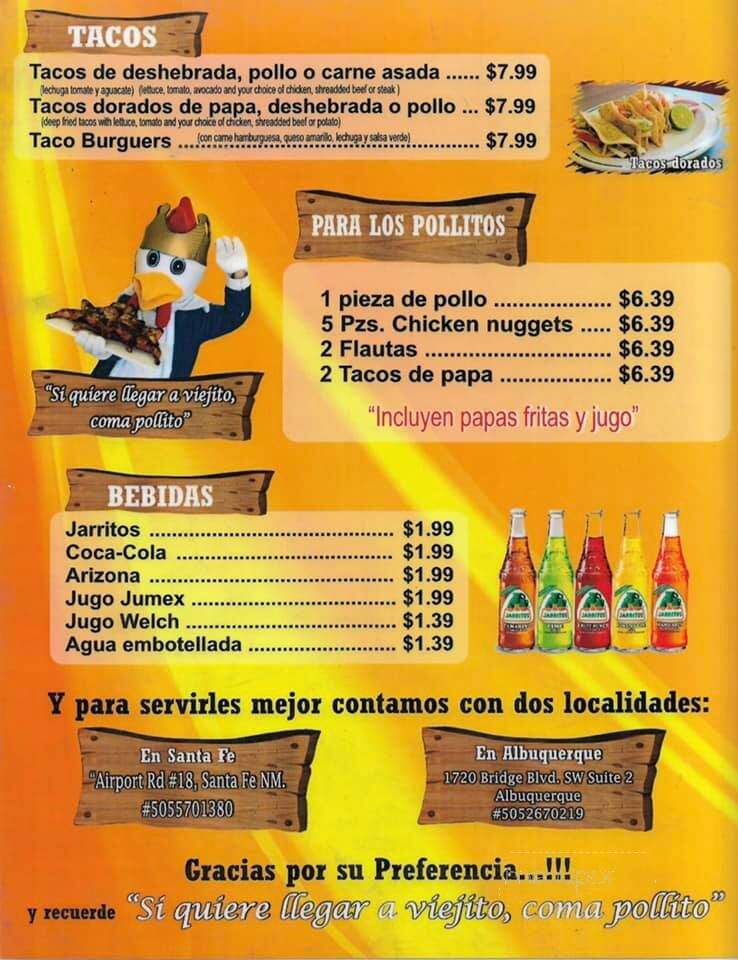 El Rey del Pollo - Albuquerque, NM menu_pic
