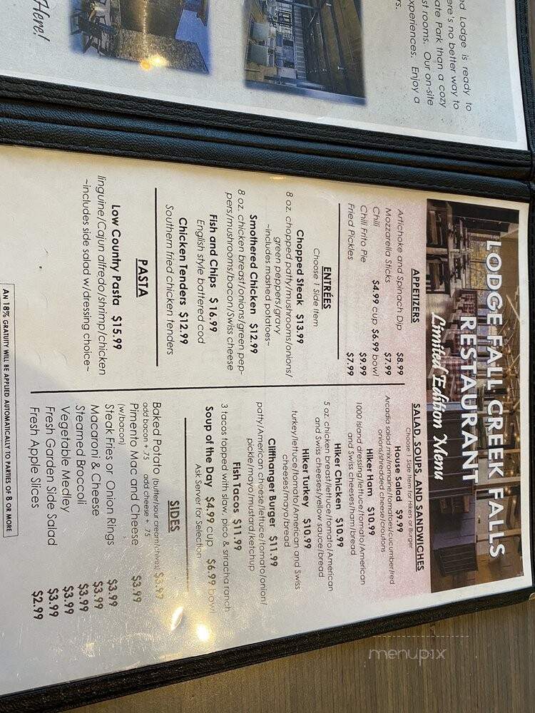 Gaul's Gallery at Fall Creek Falls - Spencer, TN menu_pic