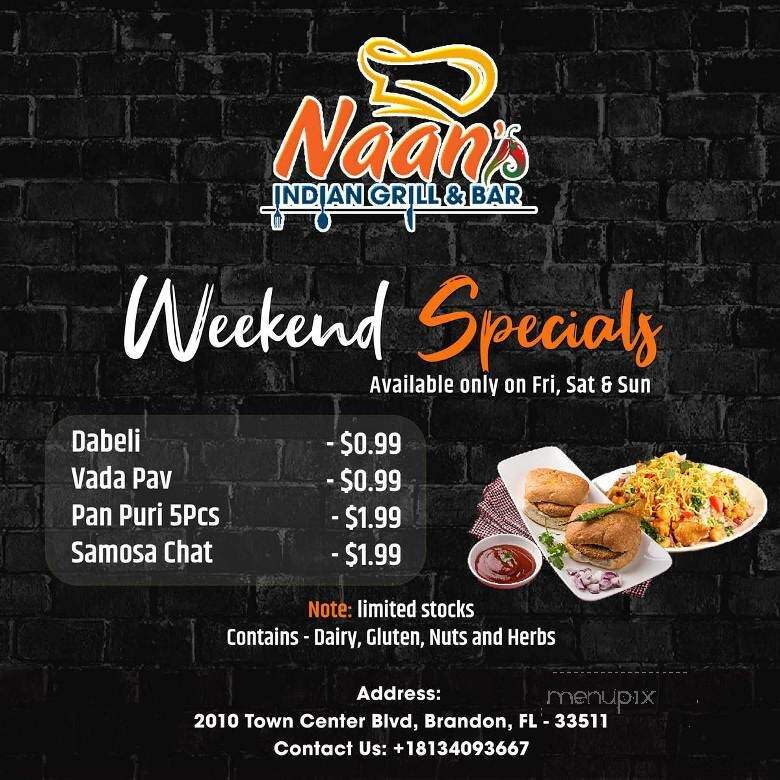 Naans Indian Bar and Grill - Brandon, FL menu_pic