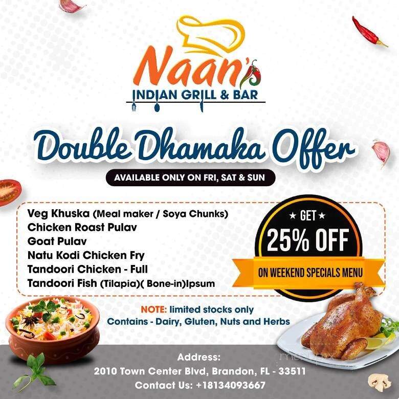 Naans Indian Bar and Grill - Brandon, FL menu_pic