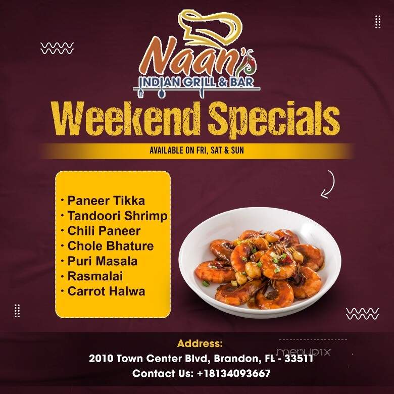 Naans Indian Bar and Grill - Brandon, FL menu_pic