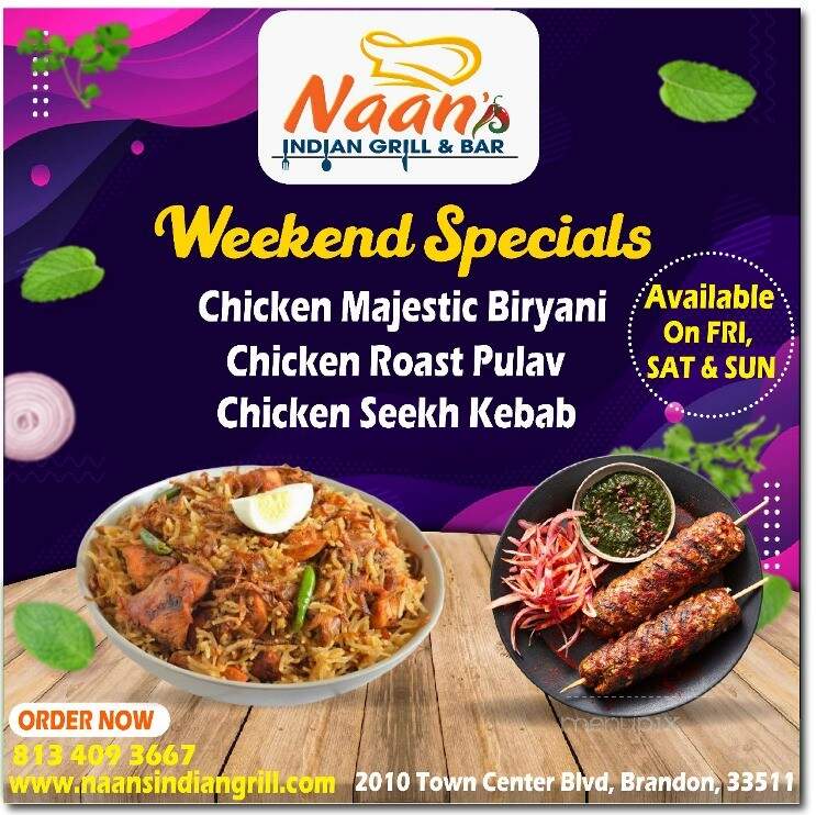 Naans Indian Bar and Grill - Brandon, FL menu_pic