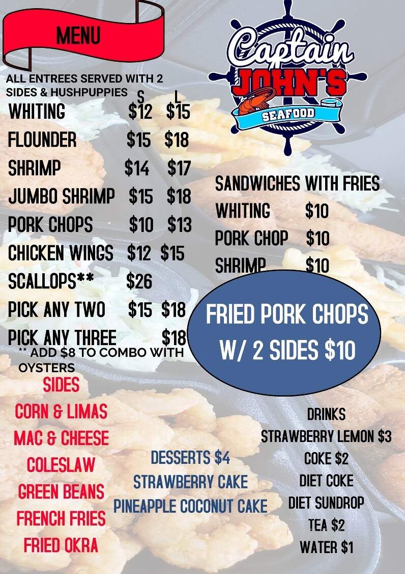 Captain John's Seafood - Supply, NC menu_pic