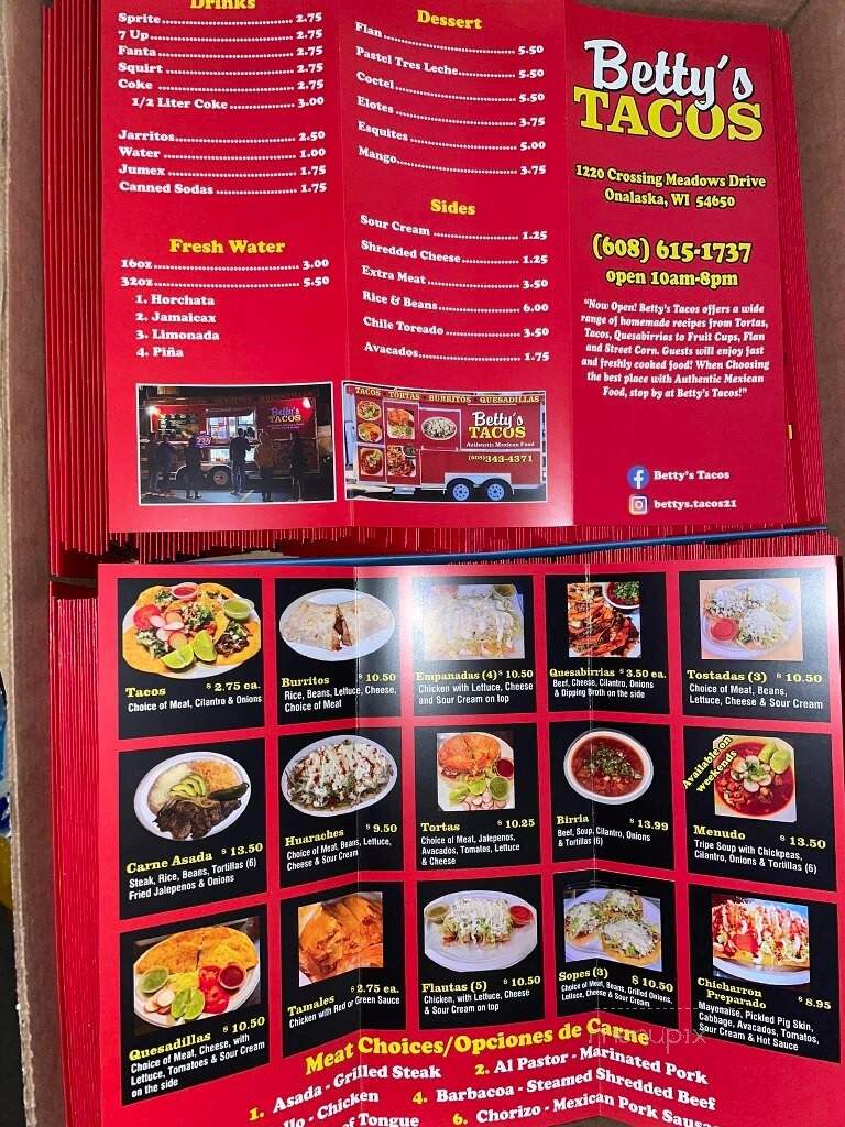 Betty's Tacos - Onalaska, WI menu_pic
