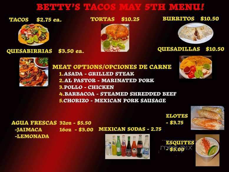 Betty's Tacos - Onalaska, WI menu_pic