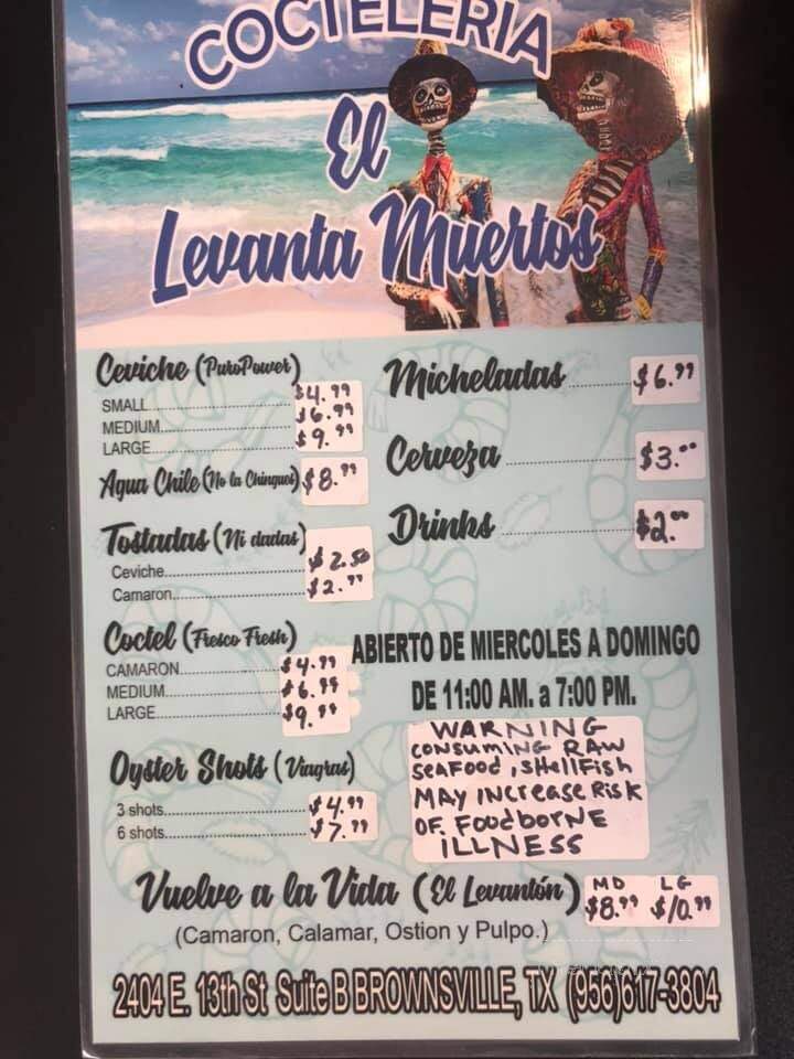 Cocteleria El Levanta Muertos - Brownsville, TX menu_pic