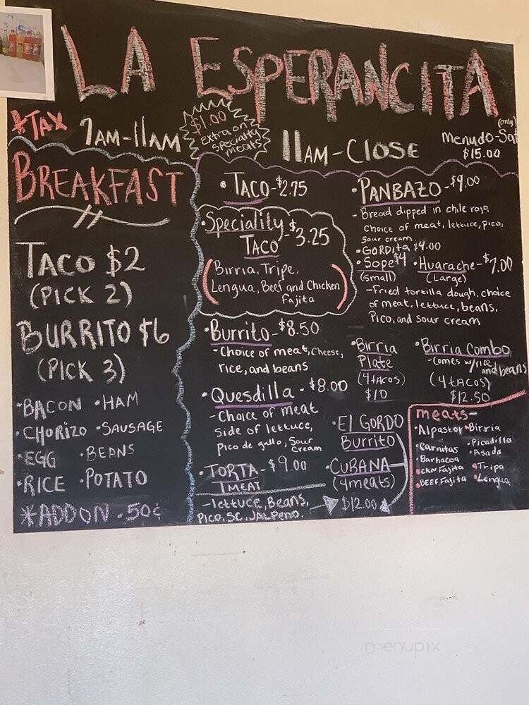 La Esperancita Tacos & Nieveria - Robinson, TX menu_pic