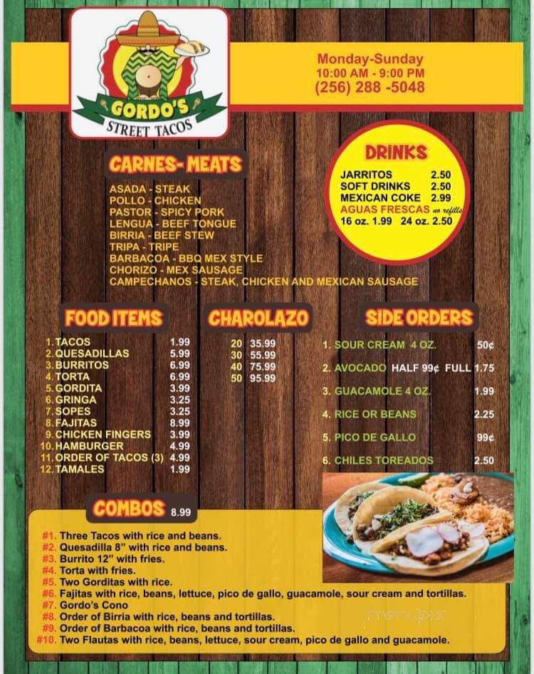 Gordos Street Tacos - Harvest, AL menu_pic
