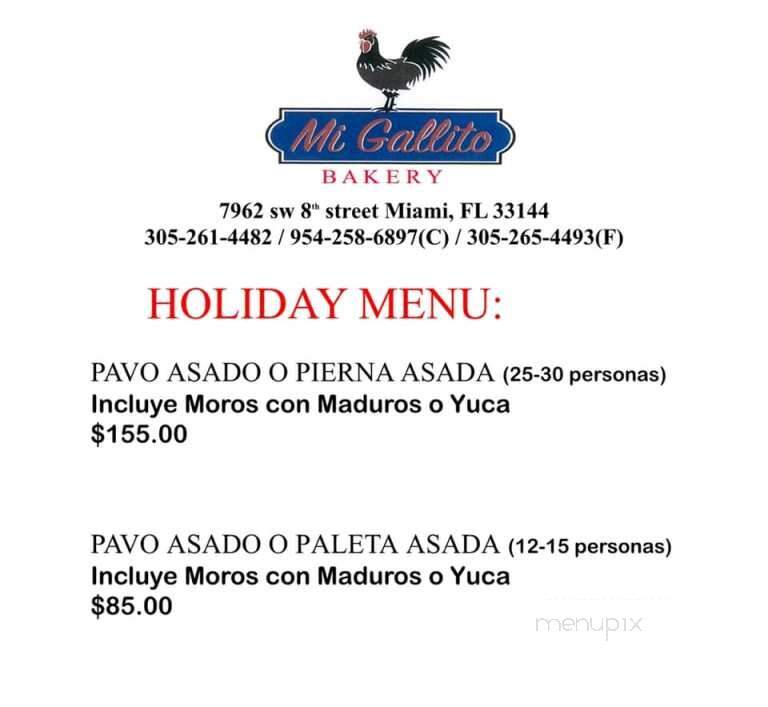 Mi Gallito Bakery - Miami, FL menu_pic