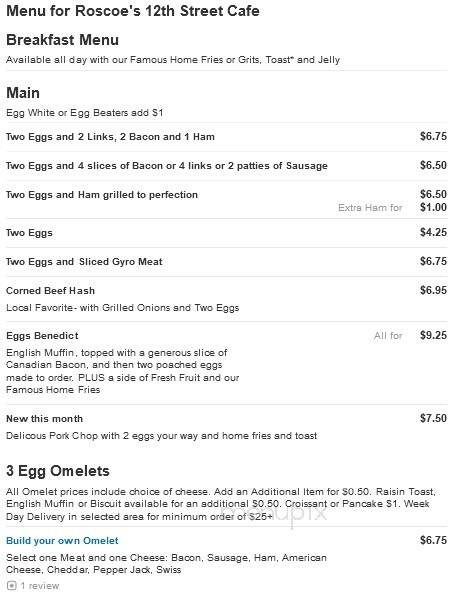 Gus 12th Street Cafe - Sarasota, FL menu_pic