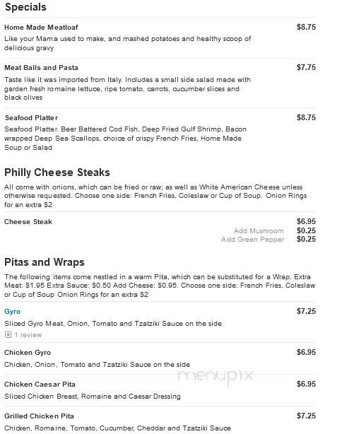 Gus 12th Street Cafe - Sarasota, FL menu_pic