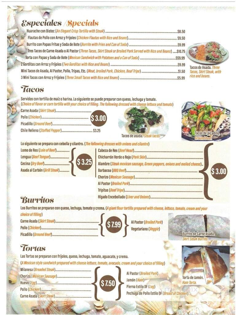 El Paraiso - Waukegan, IL menu_pic