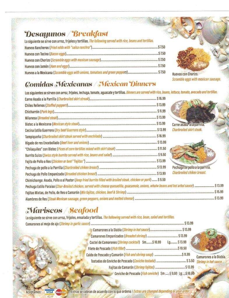 El Paraiso - Waukegan, IL menu_pic