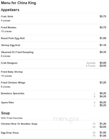 China King Chinese Restaurant - Harrison, NJ menu_pic
