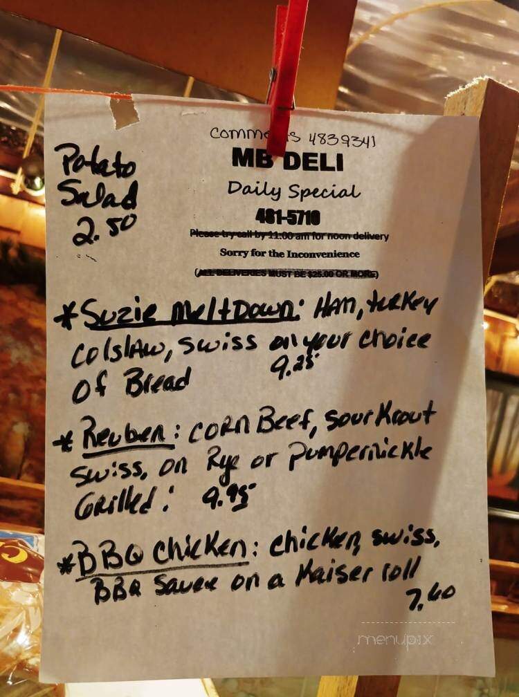 M B Deli - Malone, NY menu_pic
