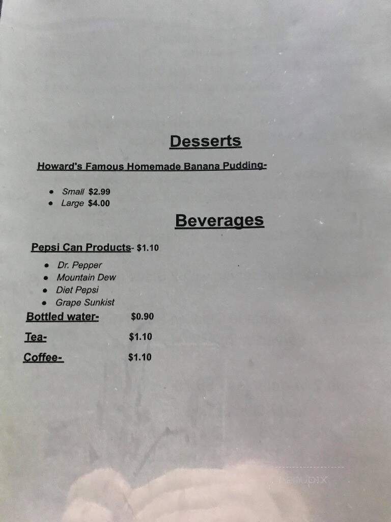 Howards - Eden, NC menu_pic