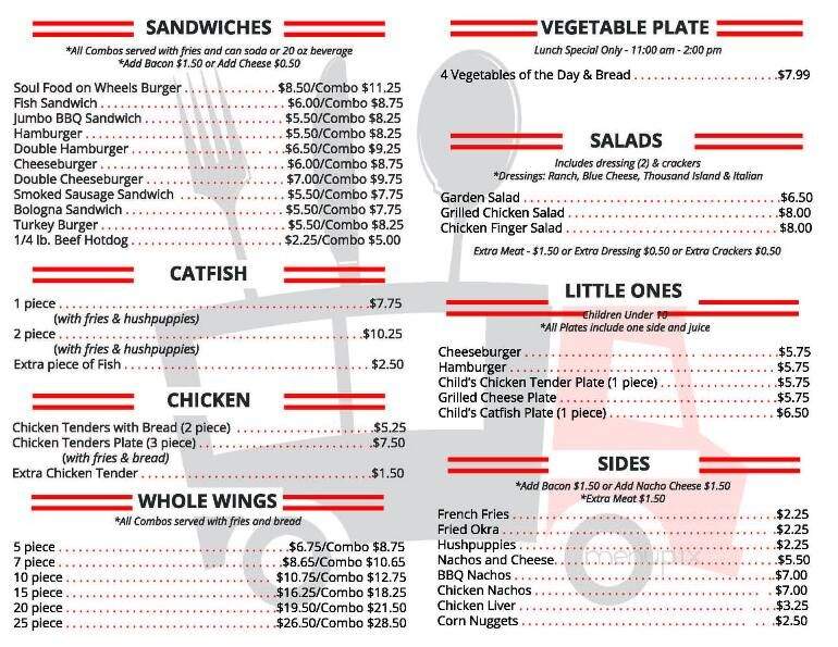 Soul Food on Wheels - Oakland, TN menu_pic