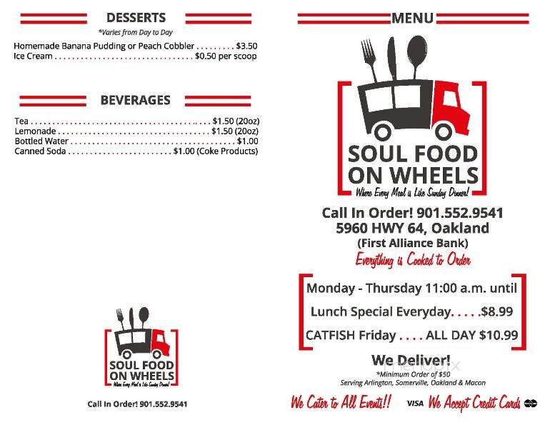Soul Food on Wheels - Oakland, TN menu_pic