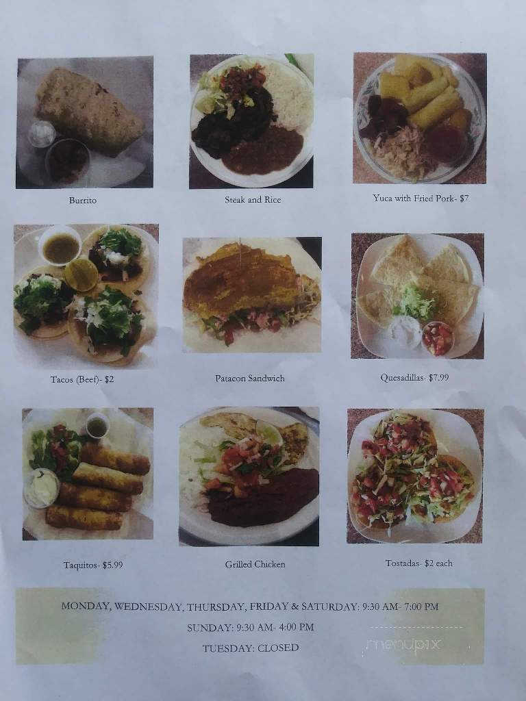 El Nuevo Amanecer - Worcester, MA menu_pic