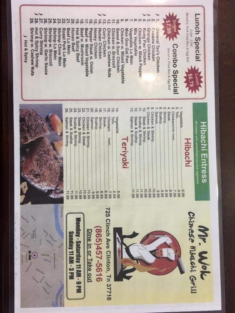 Mr. Wok Chinese Hibachi Grill - Clinton, TN menu_pic