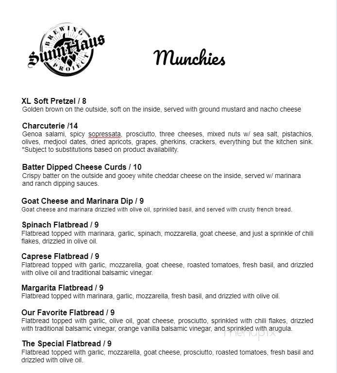 SunnHaus Brewing Project - Abilene, TX menu_pic