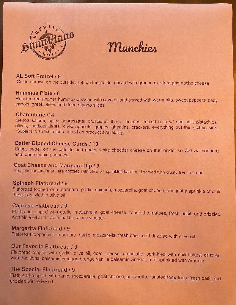 SunnHaus Brewing Project - Abilene, TX menu_pic