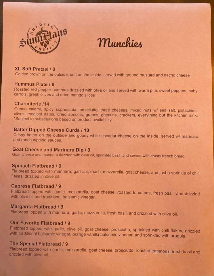 SunnHaus Brewing Project - Abilene, TX menu_pic