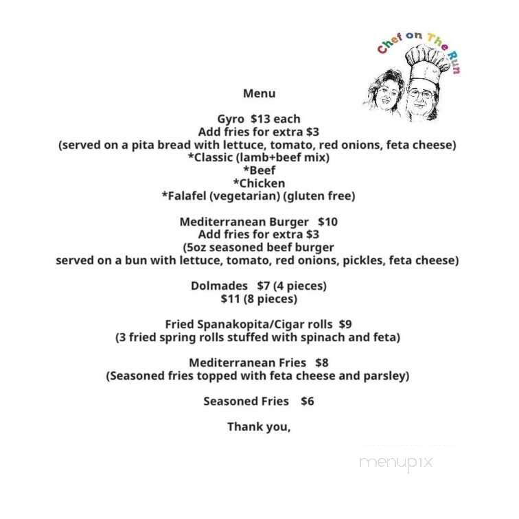 Chef on the Run - Greenville, SC menu_pic