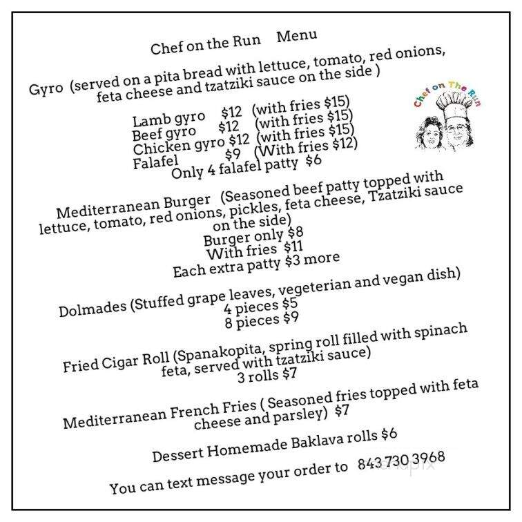 Chef on the Run - Greenville, SC menu_pic