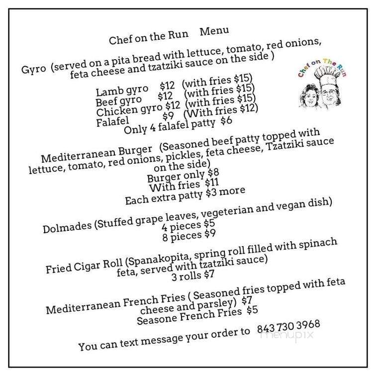 Chef on the Run - Greenville, SC menu_pic