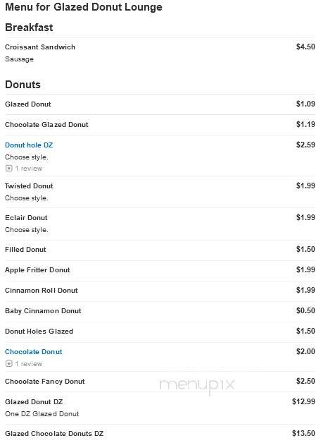 Glazed Donut Lounge - Wylie, TX menu_pic