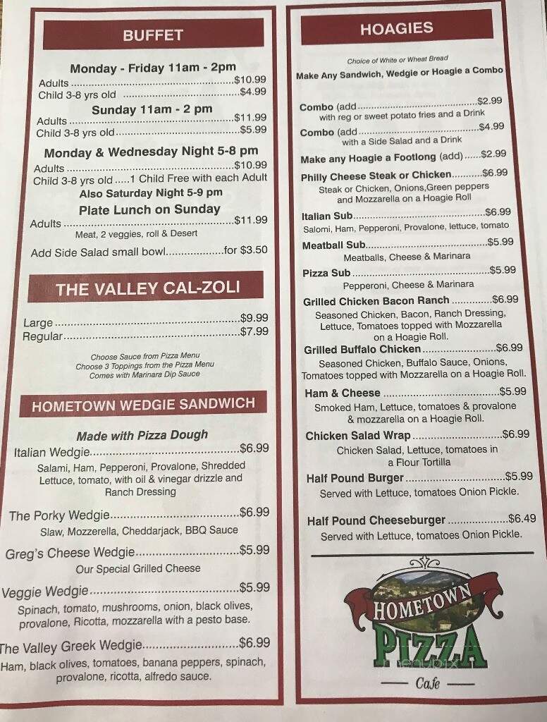 Hometown Pizza Cafe - Water Valley, MS menu_pic