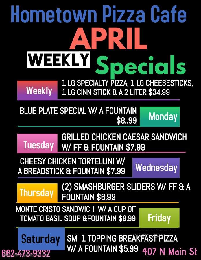 Hometown Pizza Cafe - Water Valley, MS menu_pic