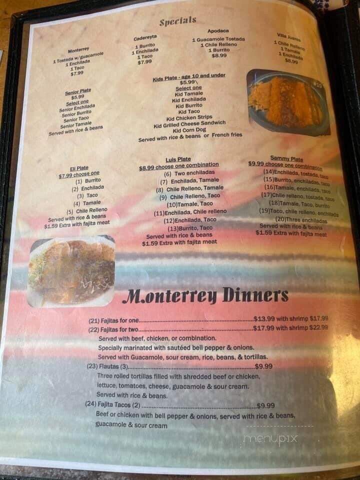 Monterrey's Mexican Restaurant - Burns Flat, OK menu_pic