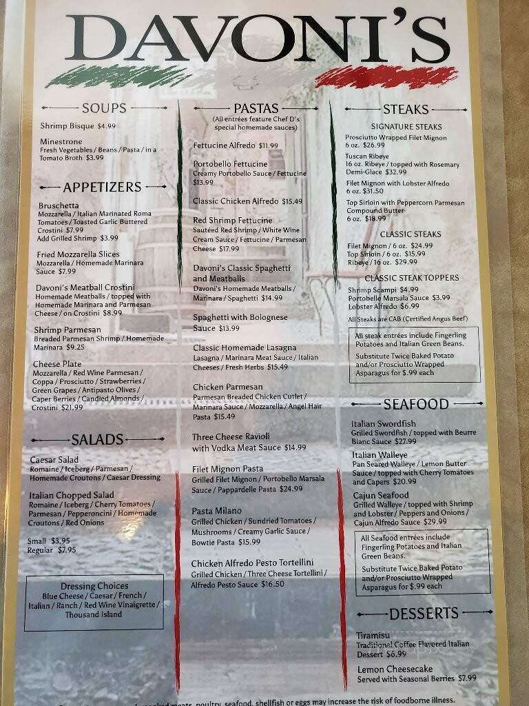 Davoni's - Jamestown, ND menu_pic