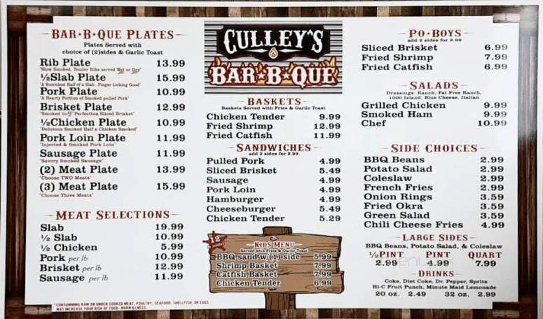 Culley's BBQ - Vicksburg, MS menu_pic
