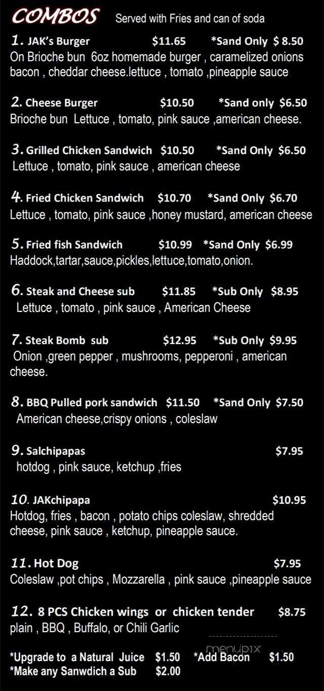 Jak Pizzeria - East boston, MA menu_pic
