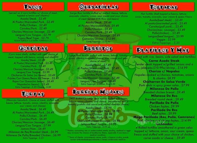 Mega Taco's - Wyoming, MI menu_pic