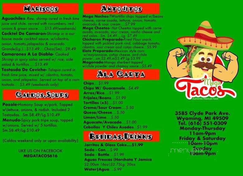Mega Taco's - Wyoming, MI menu_pic
