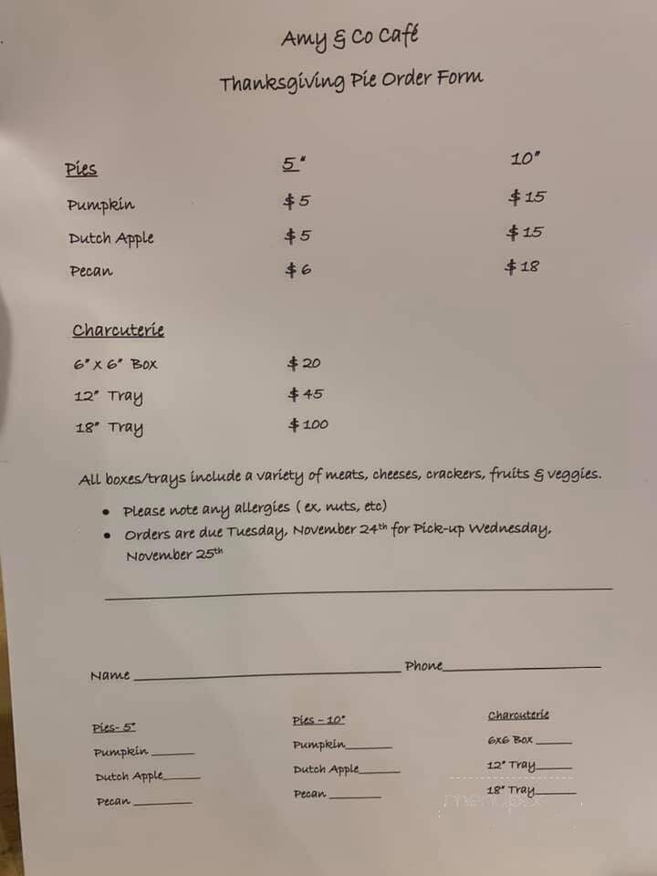 Amy & Co. Cafe - Niagara Falls, NY menu_pic