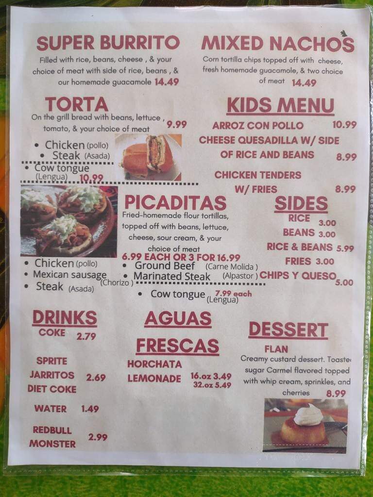 My Super Taqueria - Franklin, IN menu_pic