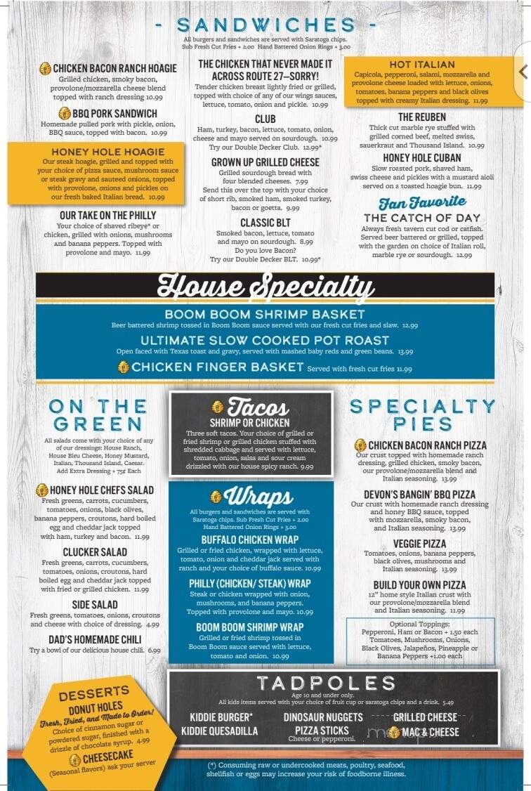 Honey Hole Bar & Grill - Alexandria, KY menu_pic