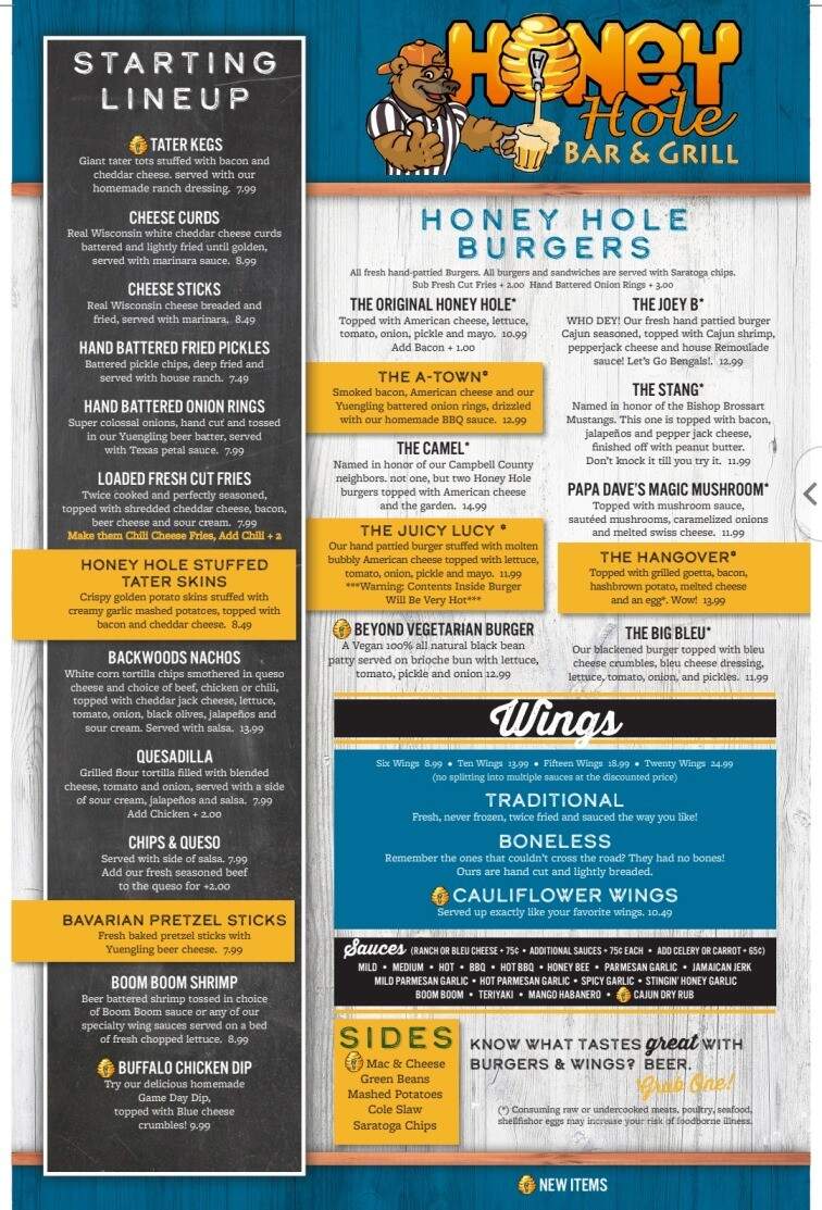 Honey Hole Bar & Grill - Alexandria, KY menu_pic