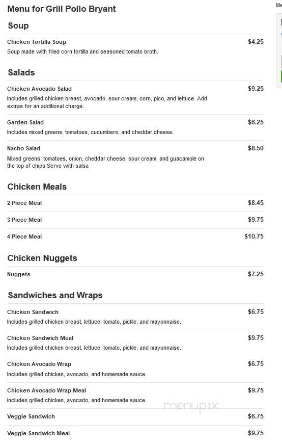 Grill Pollo Bryant - Bryant, AR menu_pic