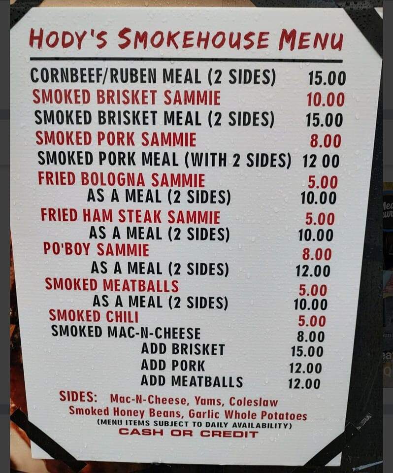 Hodys Smokehouse - Madison, OH menu_pic