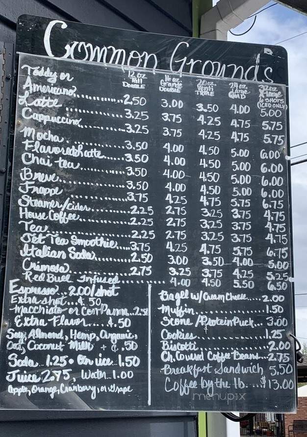 Common Grounds Espresso - Carlton, OR menu_pic