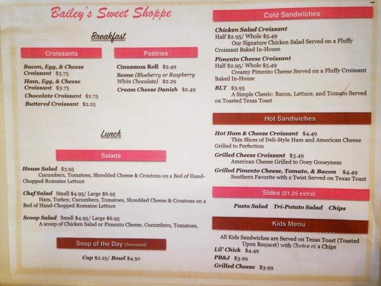 Bailey's Eatery - Chapin, SC menu_pic