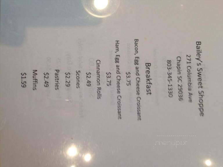 Bailey's Eatery - Chapin, SC menu_pic